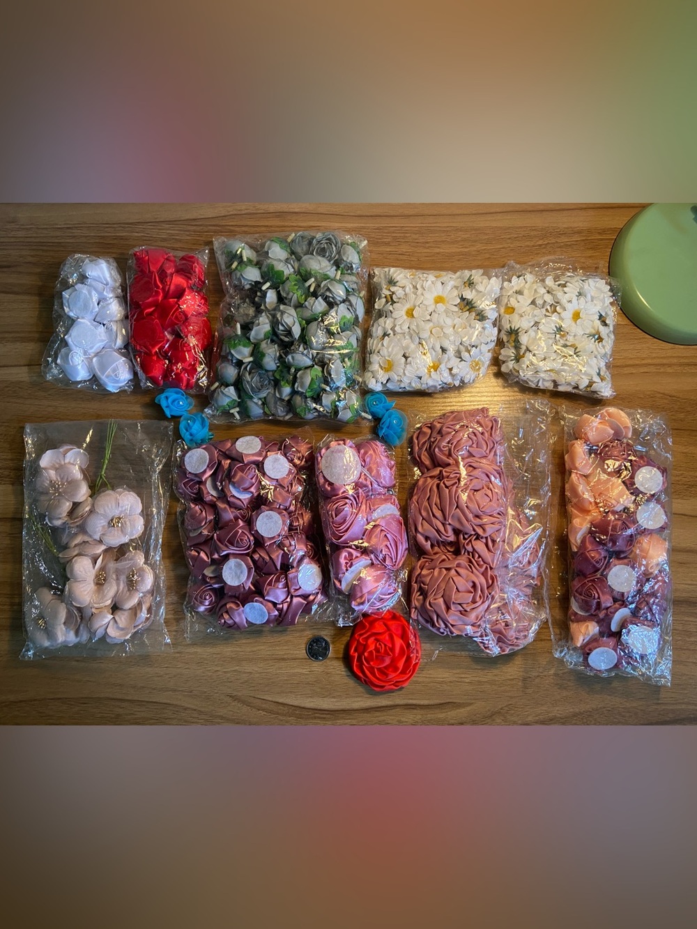 Lot of Satin and Other Artificial Flowers